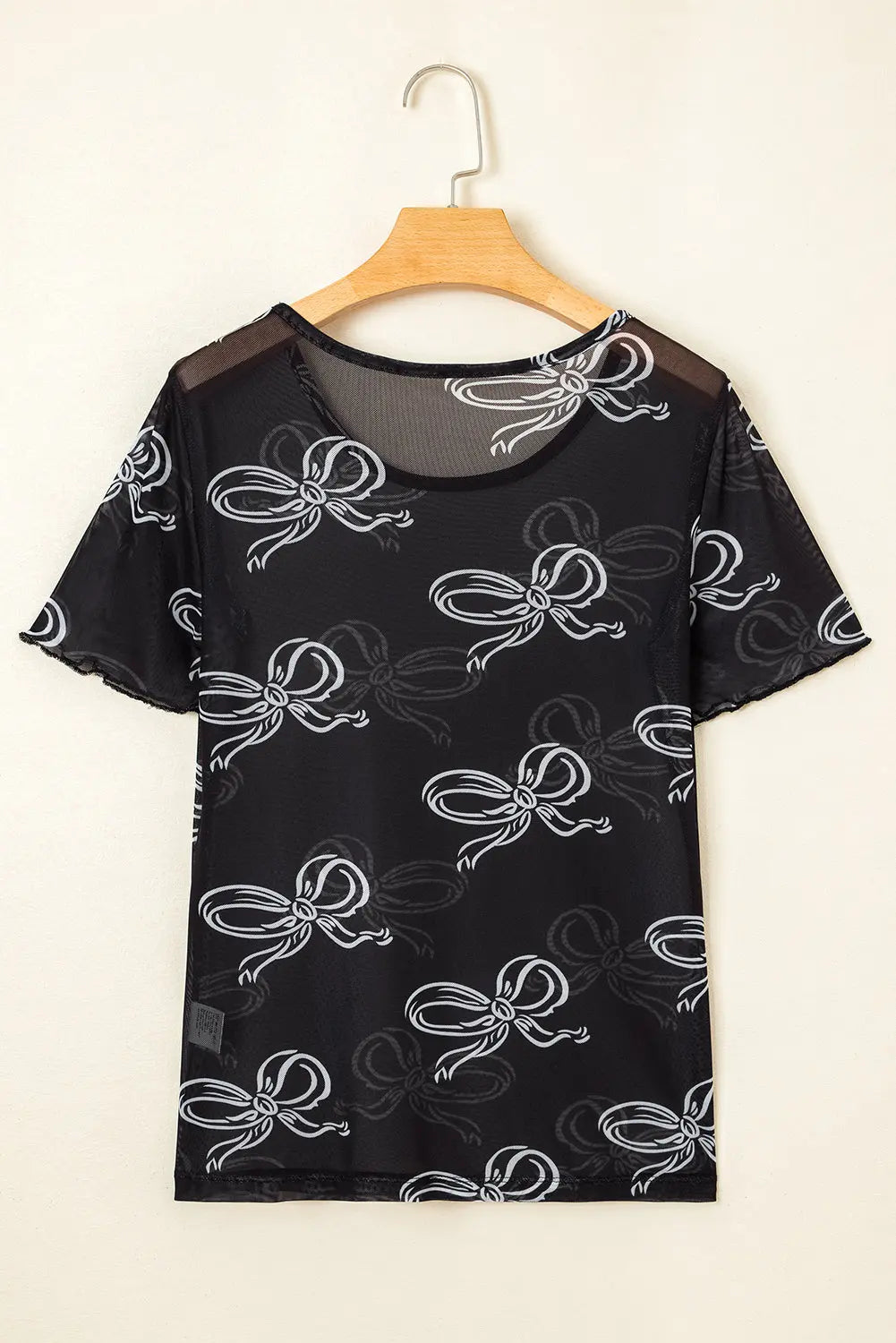 Maddie Bow Mesh Short Sleeve Top Threaded Pear