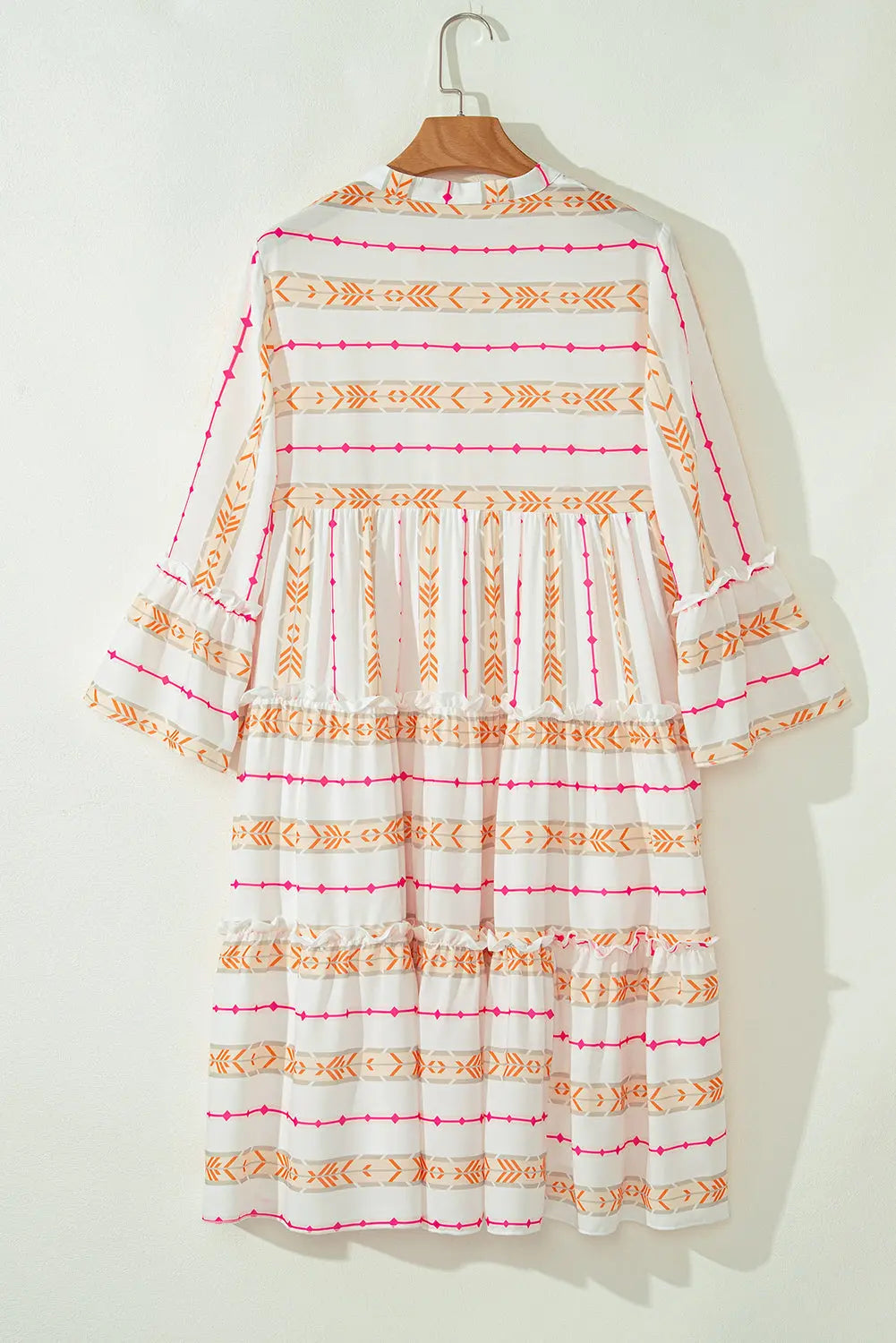 Winnie Bracelet Sleeve Slit Neck Ruffled Loose Dress Threaded Pear