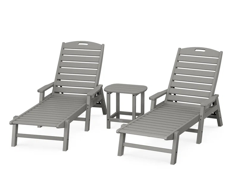 Nautical Three Piece Outdoor Chaise Lounge Set Table ShipItFurniture