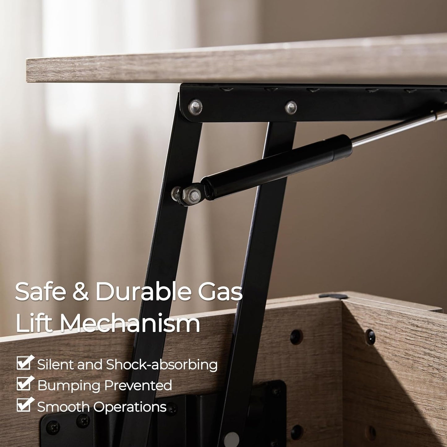 Lift Top Coffee Table With Hidden Compartment Grey ShipItFurniture