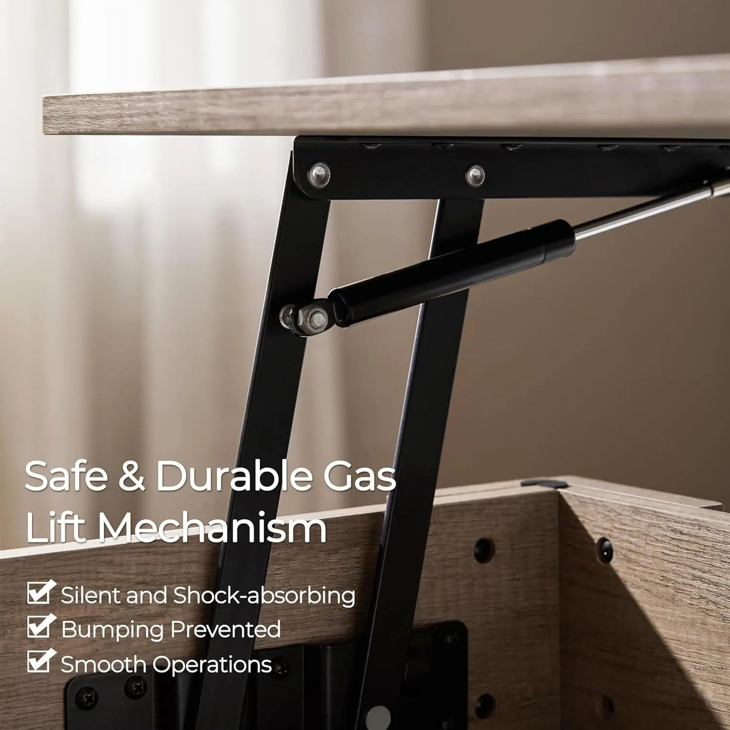 Lift Top Coffee Table With Hidden Compartment Grey ShipItFurniture