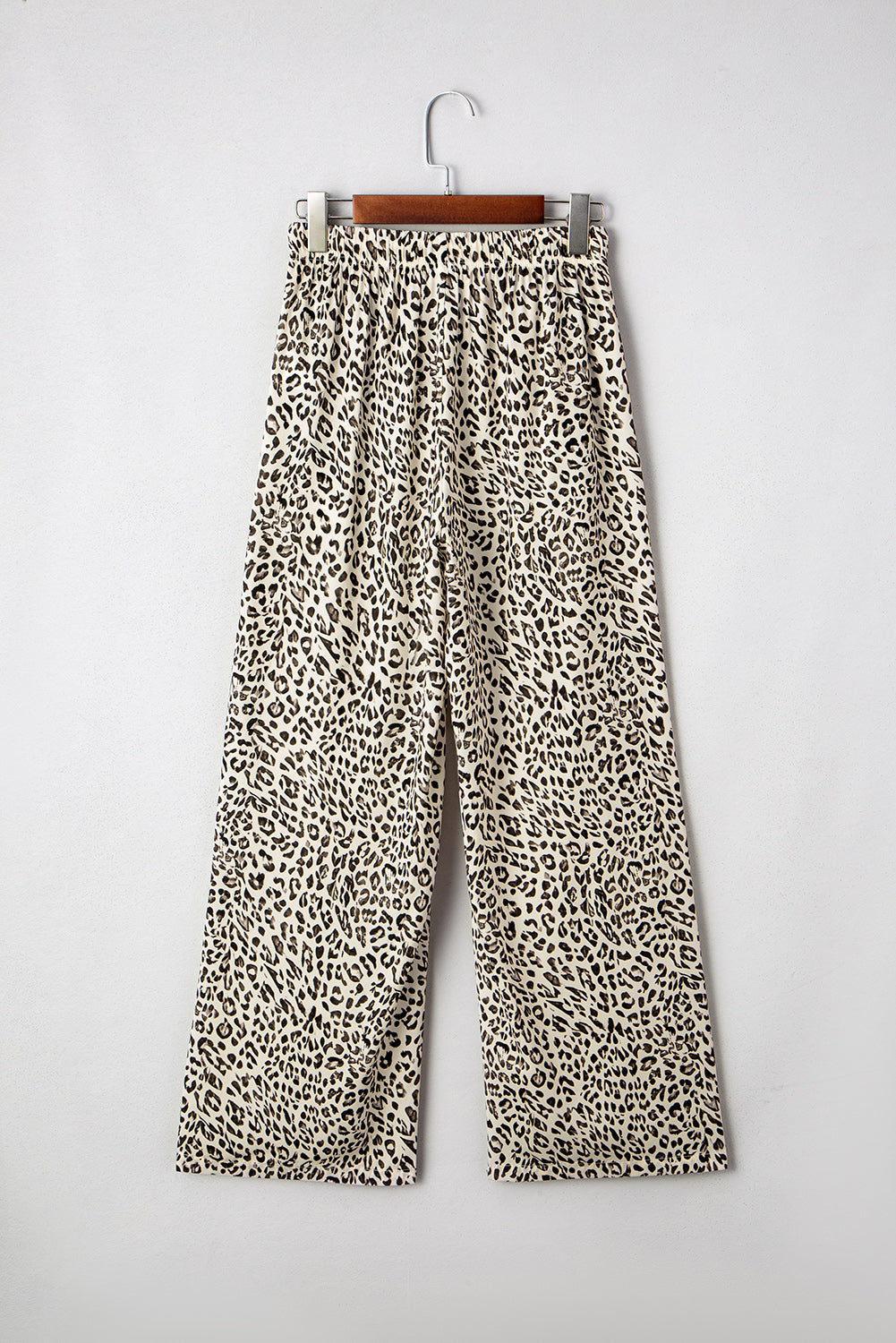 Mabel Leopard Drawstring Elastic Waistband Loose Pants Threaded Pear