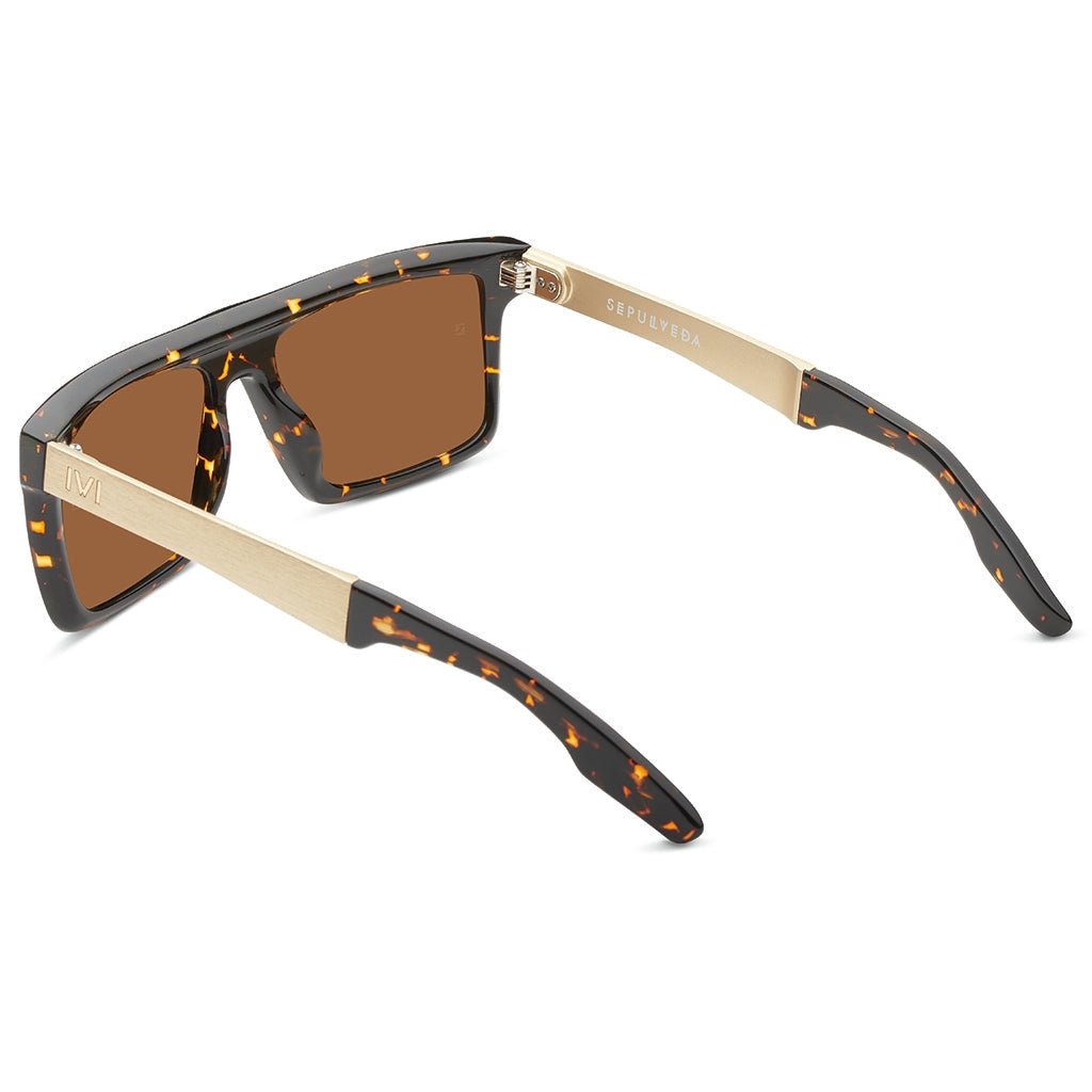 Sepulveda: Polished Ambercomb Tortoise - Brushed Gold / Bronze AR Lens - Get it from Bo
