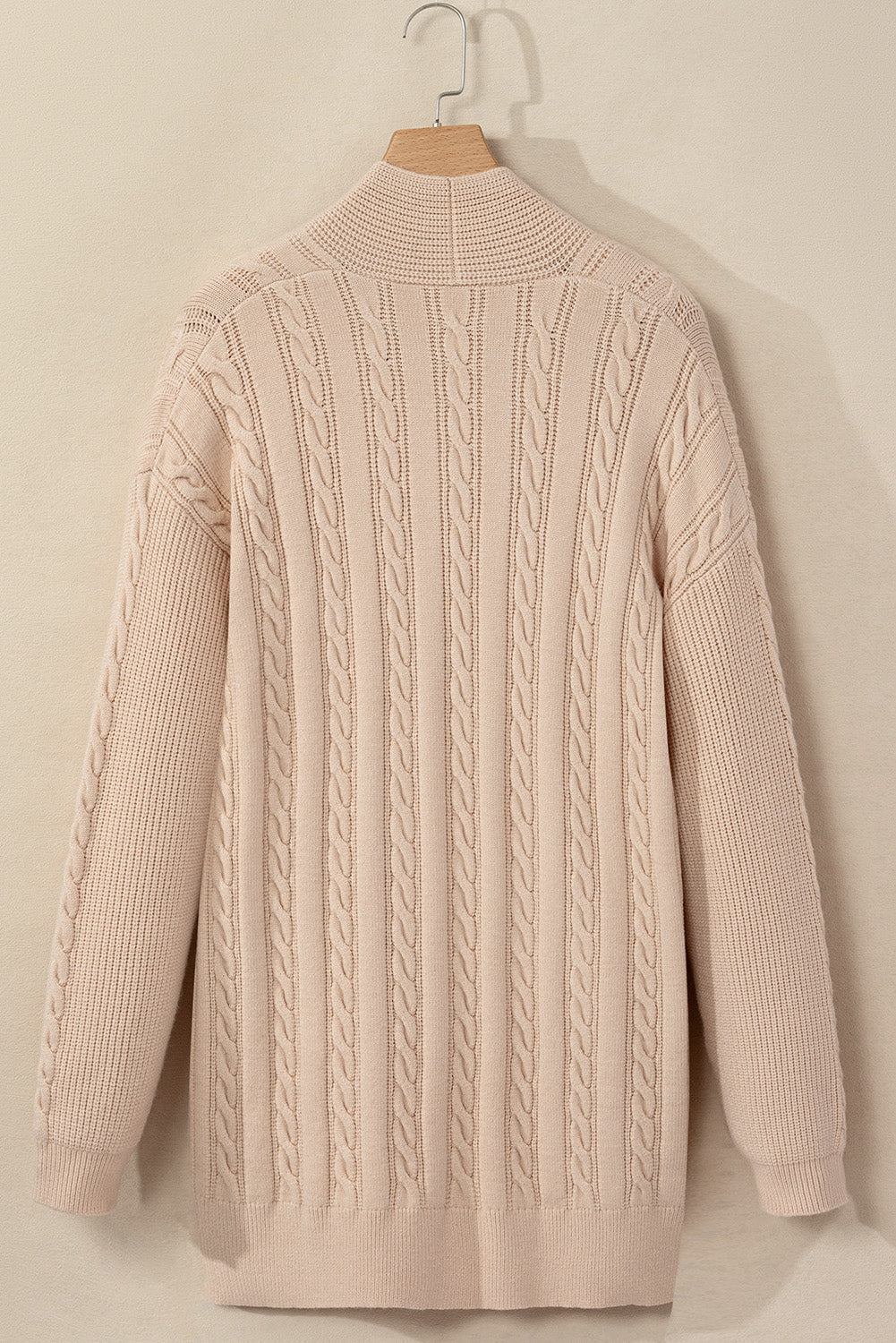 Jade Oversize Chunky Cable Knit Midi-length Cardigan Threaded Pear