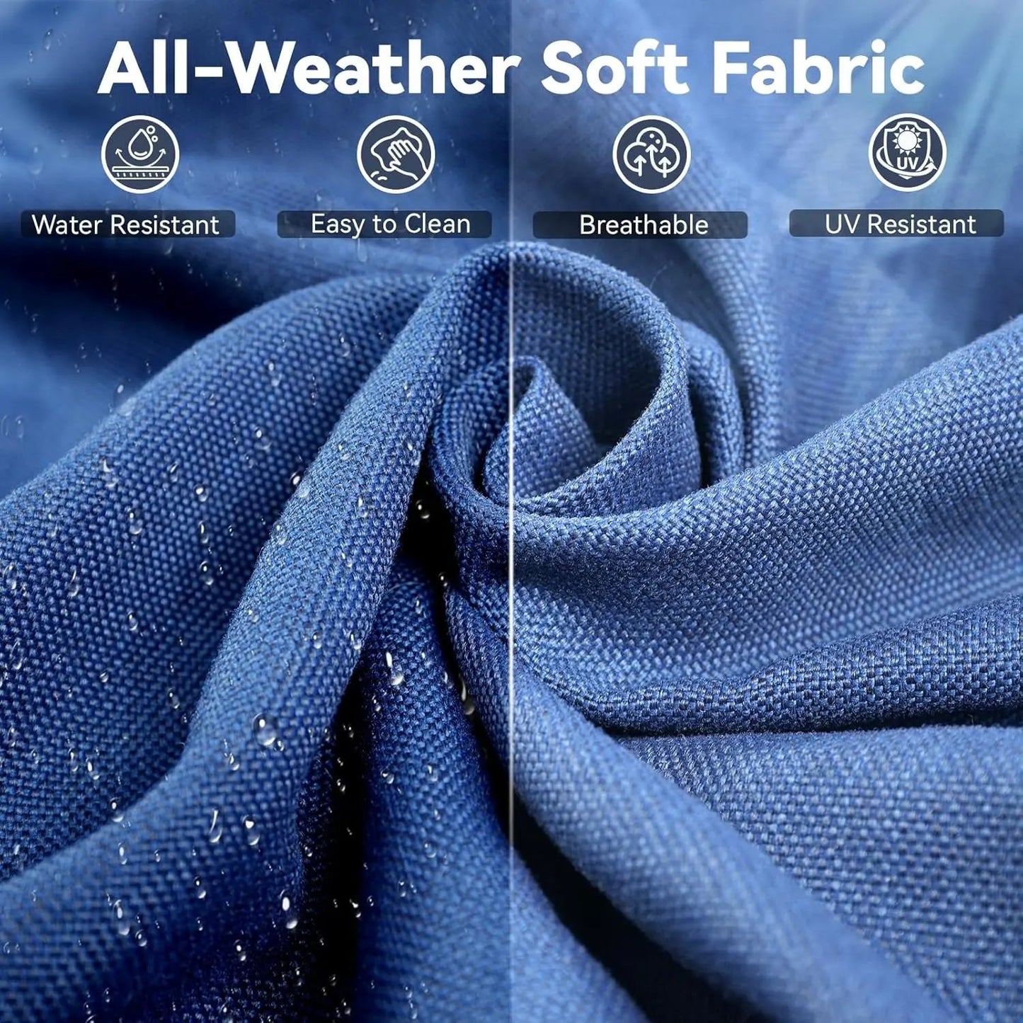 Outdoor Patio Furniture Set-5 Pieces All-Weather Wicker Outdoor Furniture with Swivel Patio Chairs Outdoor Patio Conversation Sets for Garden Porch Deck Grey/Blue-4