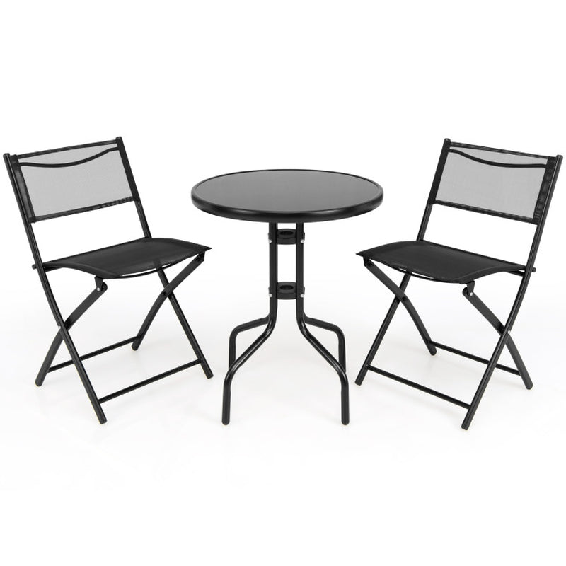 3 Pieces Folding Bistro Table Chairs Set for Indoor and Outdoor ShipItFurniture