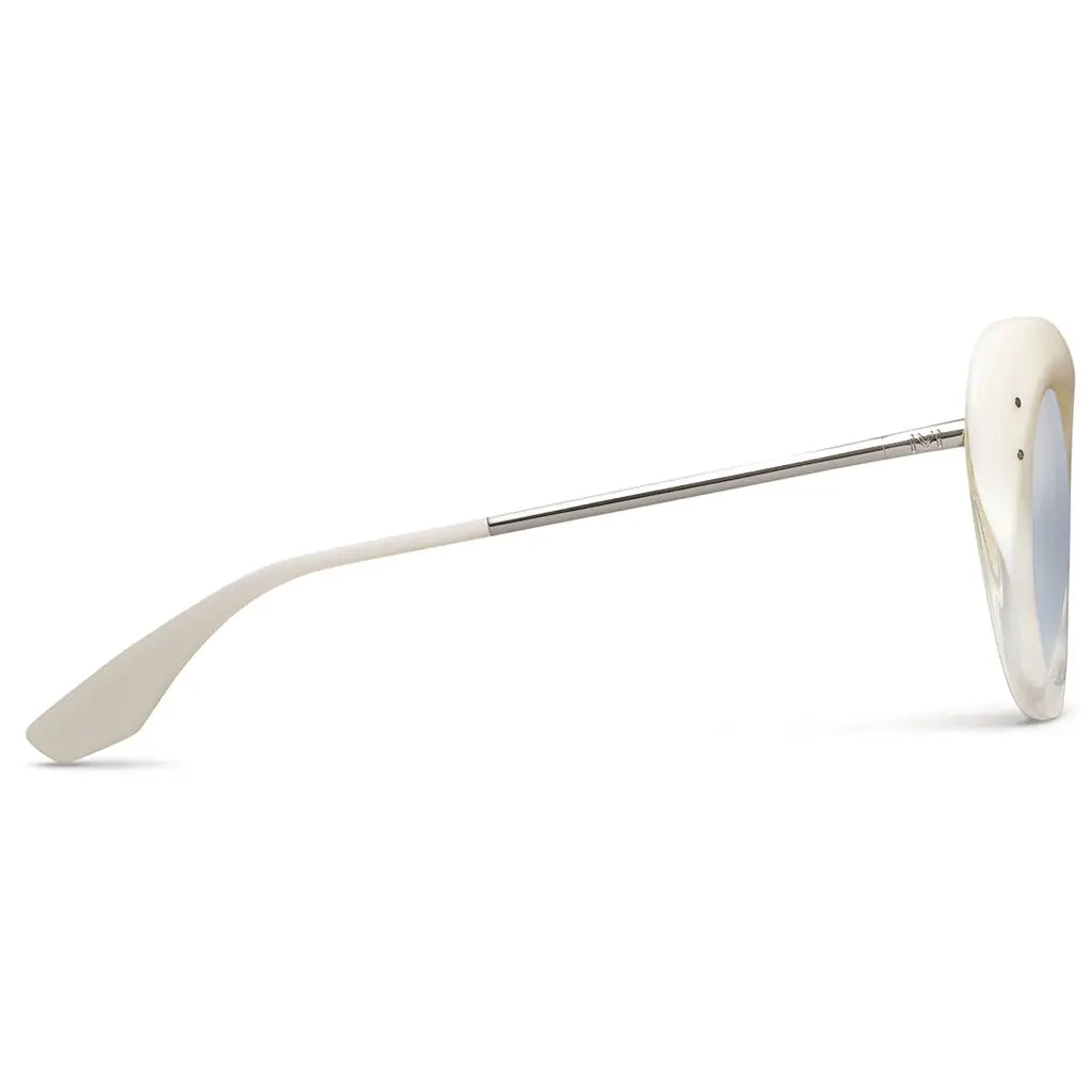 Faye: Polished Ivory Fade - Chrome / Light Blue Chrome Flash Lens - Get it from Bo