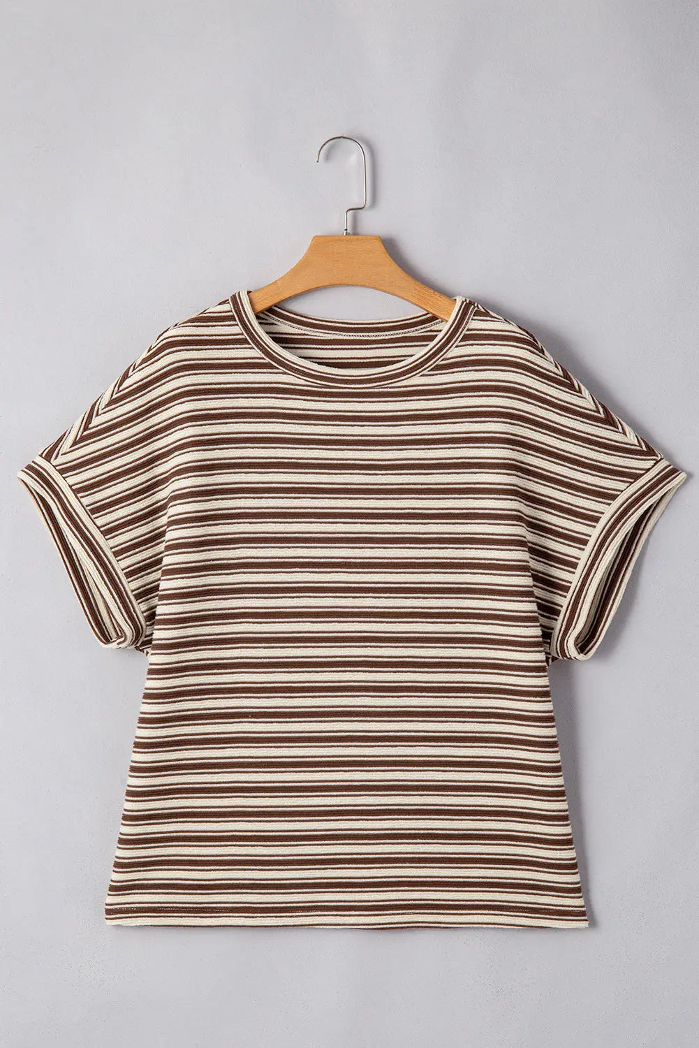 Abby Stripe Textured Side Slits Top Threaded Pear