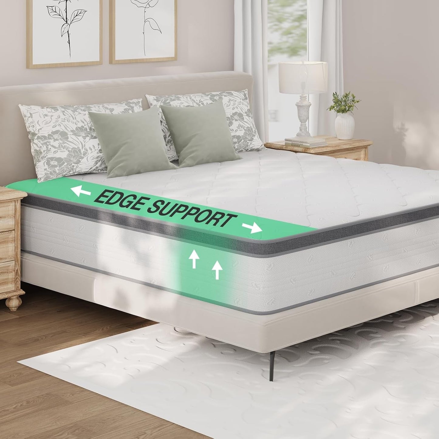 Queen Size Hybrid Mattress with Pillowtop for Comfort