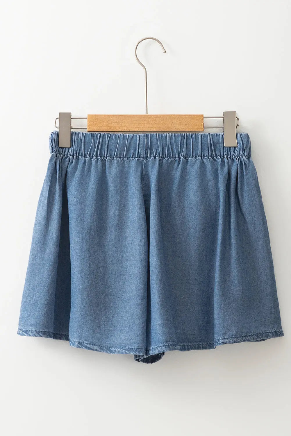 Reina Drawstring Elastic Waist Denim Shorts Threaded Pear
