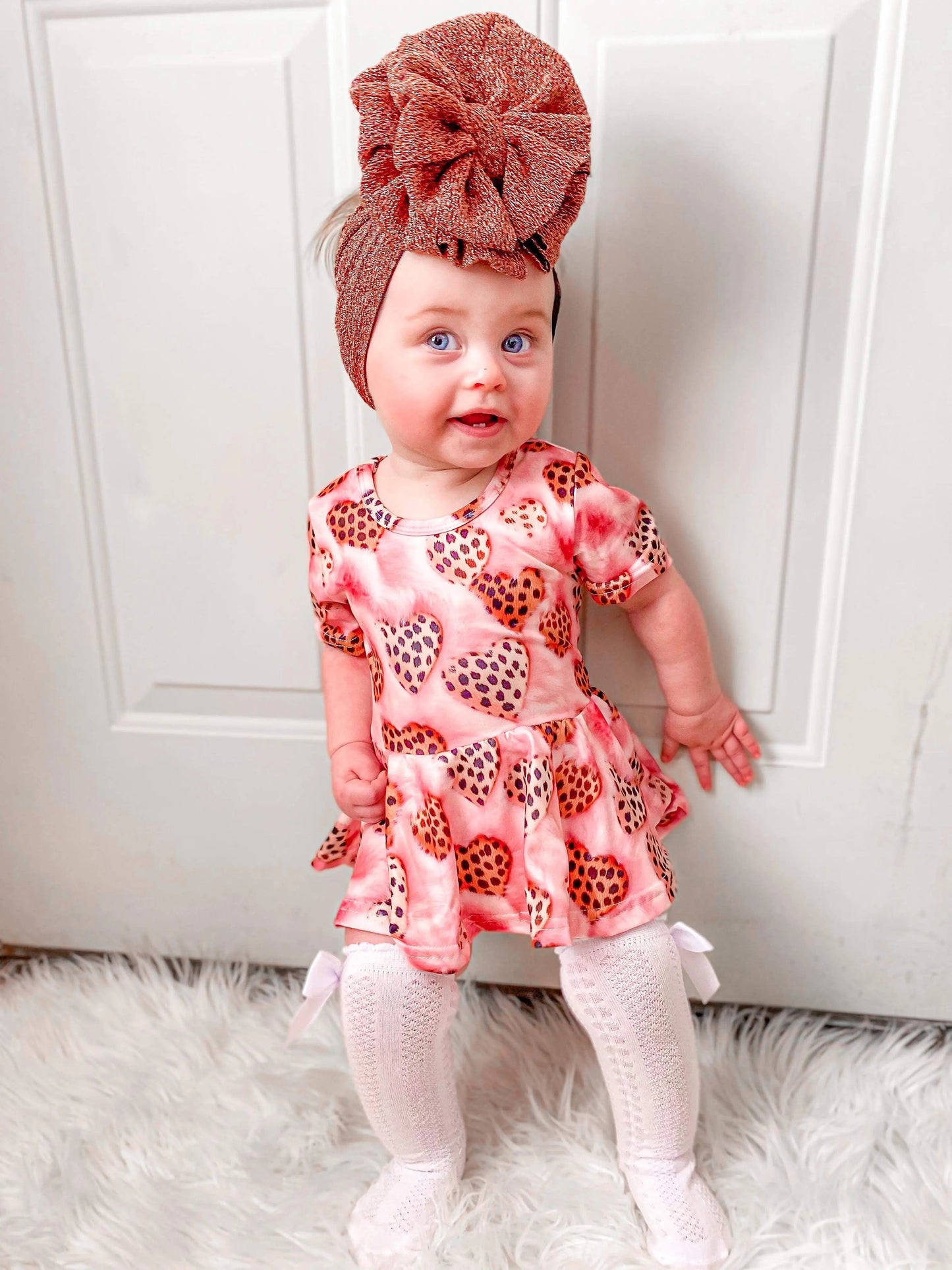 Leopard hearts skirted romper - Get it from Bo