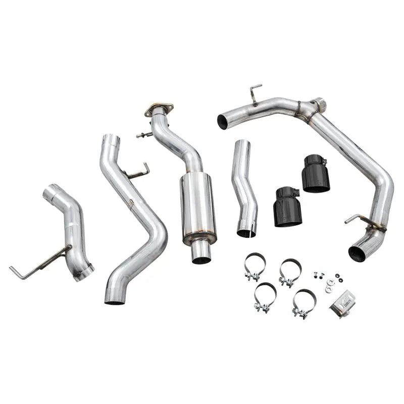 AWE Tuning 2021+ Ford Bronco 0FG Dual Rear Exit Exhaust w/Diamond Black Tips & Bash Guard NP Motorsports
