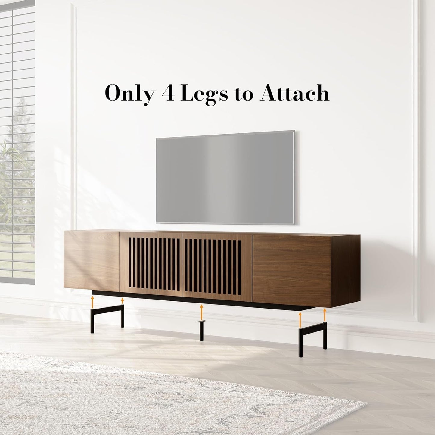 Solid Wood TV Stand For 70 To 75 Inch TV With Walnut Veneer ShipItFurniture
