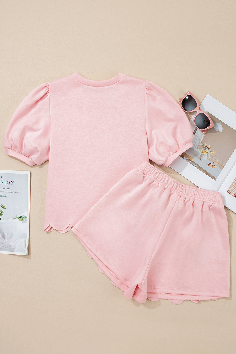 Nova Puff Sleeve Pearl Embellished Scallop Set