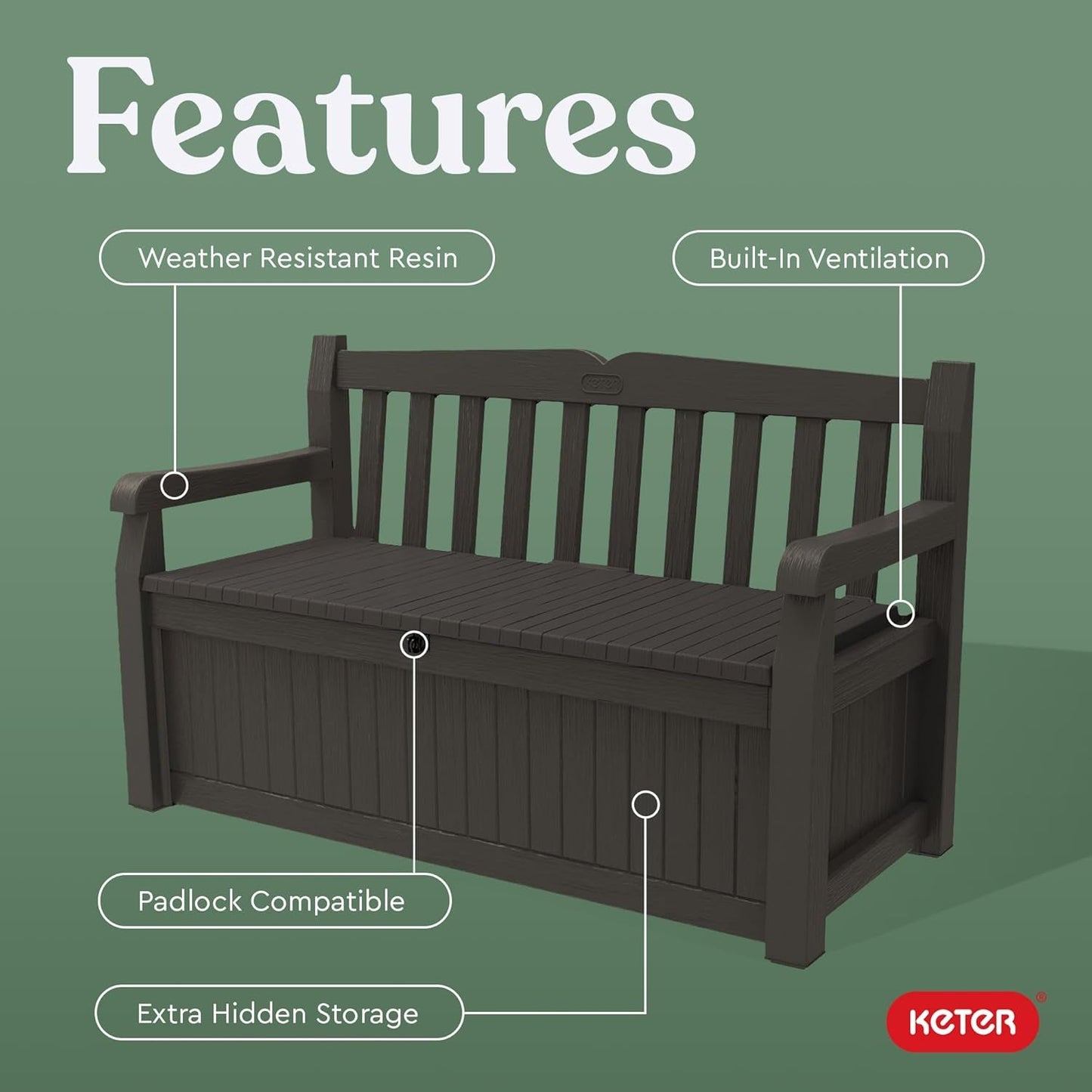 70 Gallon Outdoor Storage Bench Box for Garden Tools ShipItFurniture