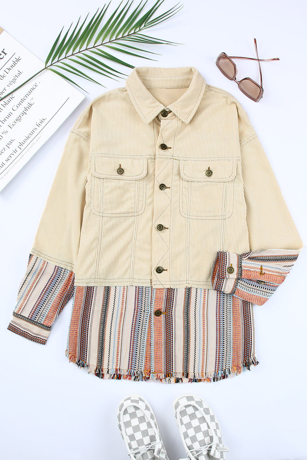 Lyla Button Up Corduroy Jacket Threaded Pear