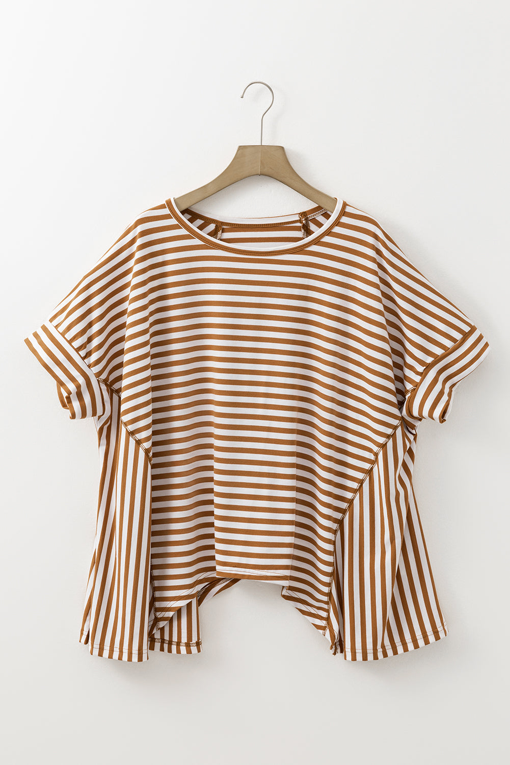 Alia Stripe Batwing Sleeve Crewneck Oversized Top Threaded Pear