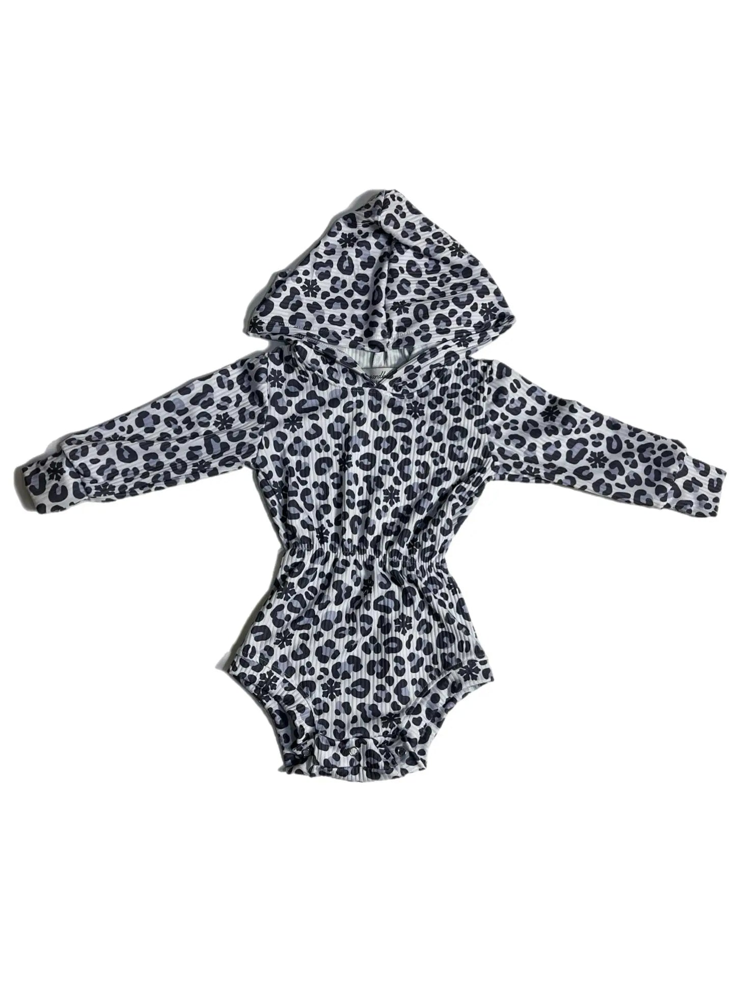 Snow leopard Ribbed Hooded romper - Get it from Bo