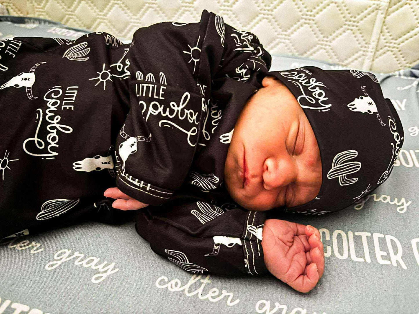 Howdy cowboy gown and headband set Leopardbaby Boutique