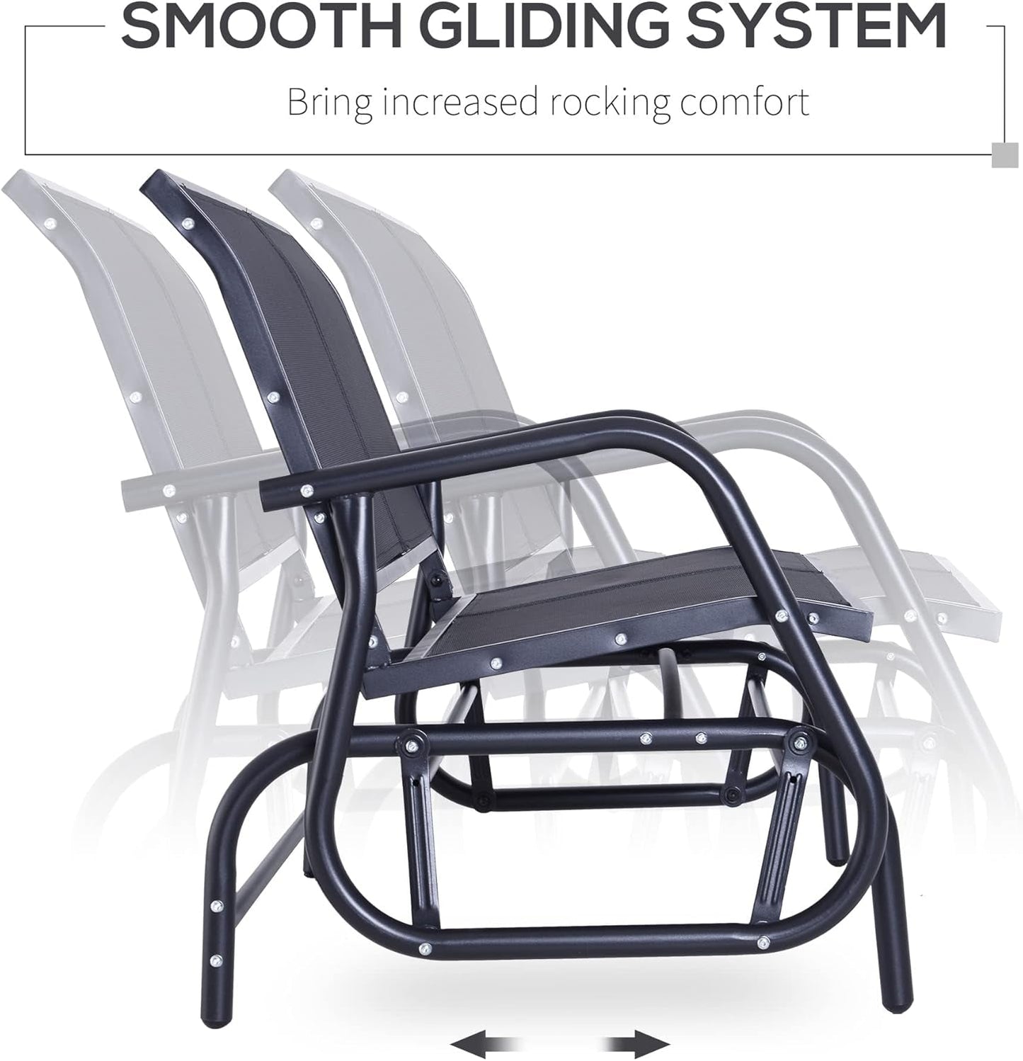 Two Person Outdoor Glider Bench with Steel Frame ShipItFurniture