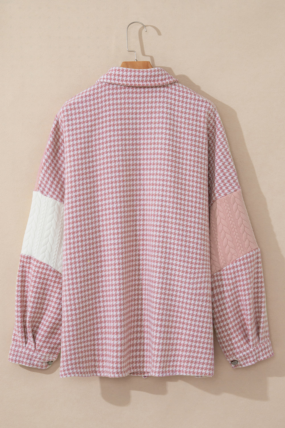 Luna Houndstooth Loose Shacket Threaded Pear