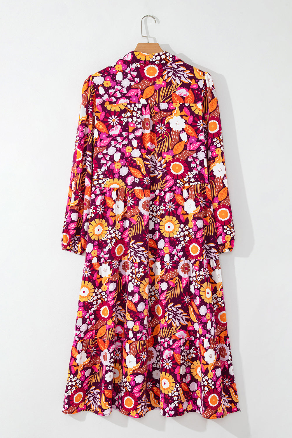 Alina Collared Tiered Long Dress Threaded Pear