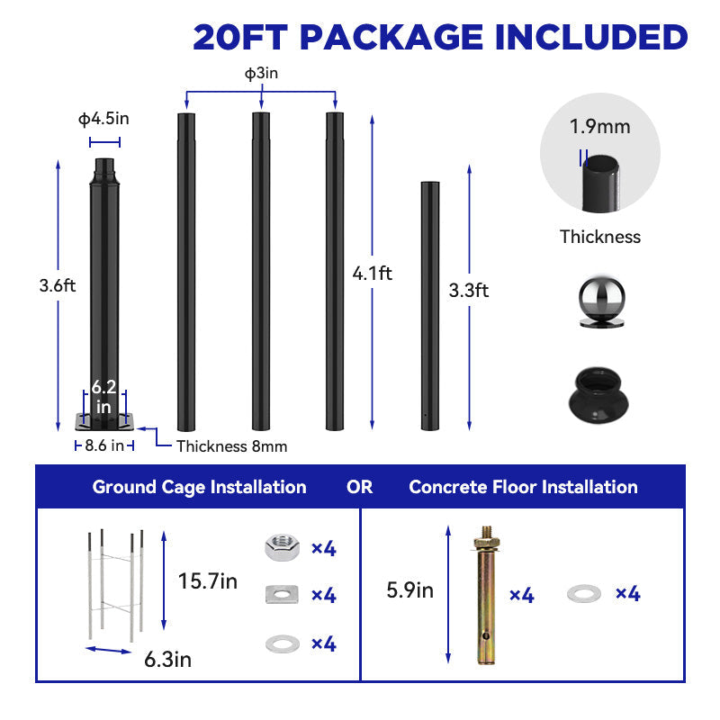 1800W solar street light with 20ft /16ft pole Langy Solar Lights