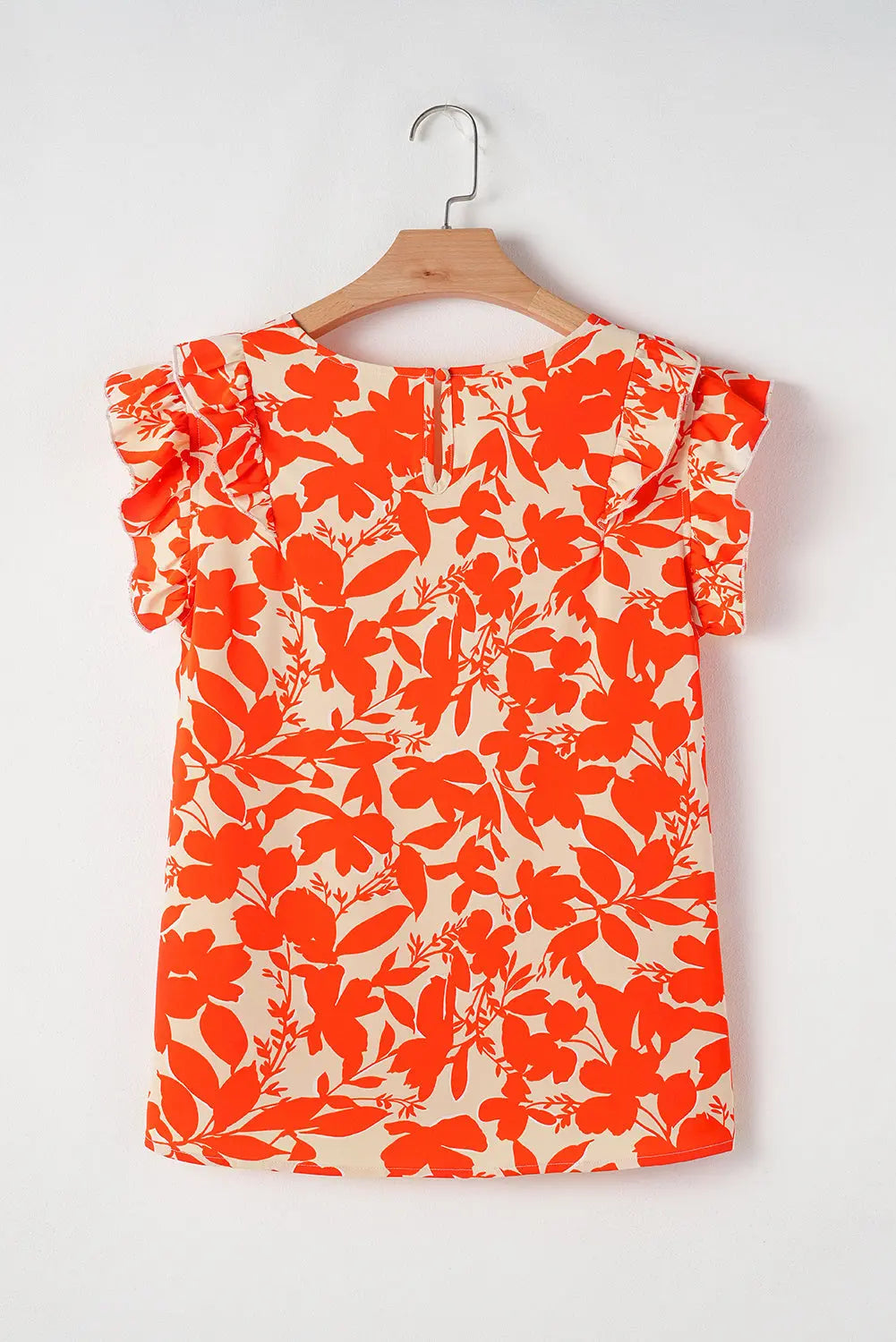 Keilani Floral Ruffle Sleeve Top Threaded Pear
