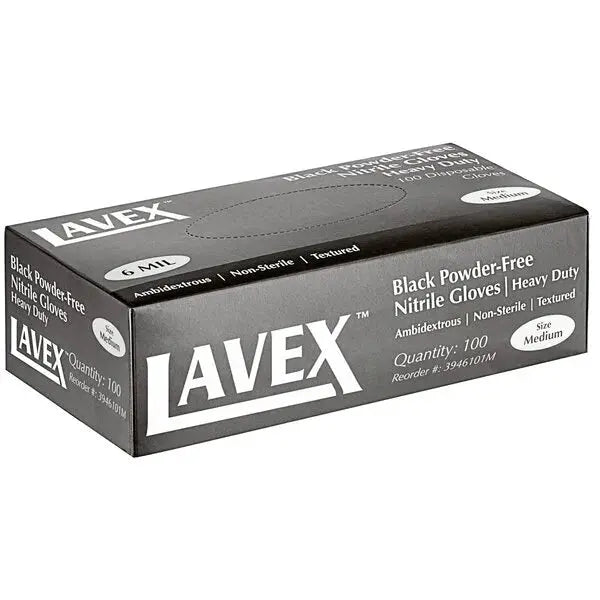 Lavex Pro Nitrile Black 6 Mil Heavy-Duty Powder-Free Textured Gloves Case Lavex