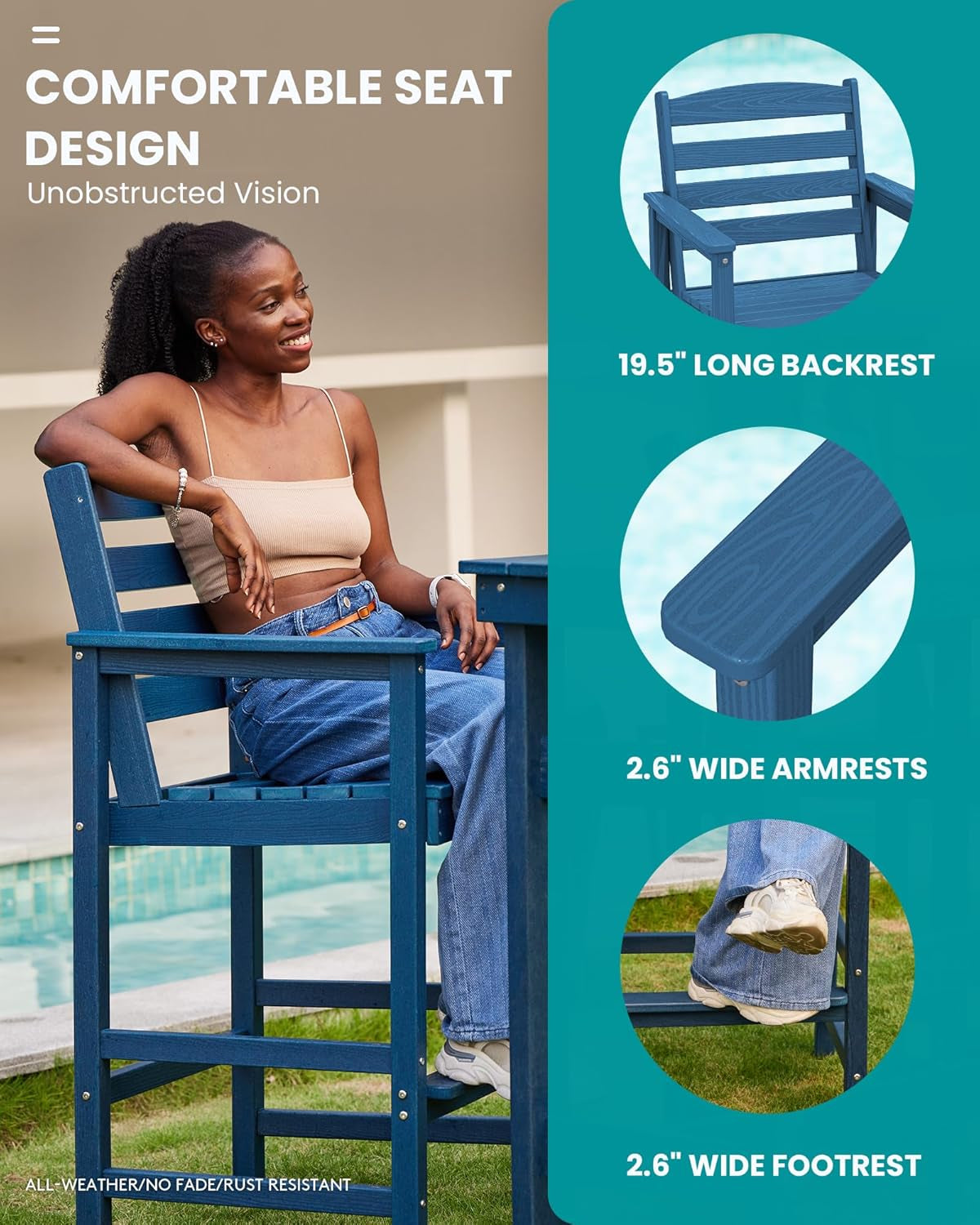 Adirondack Outdoor Bar Table And Chairs Set Blue ShipItFurniture