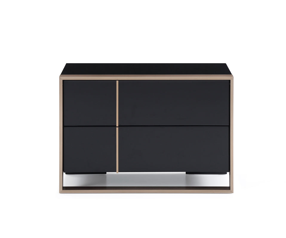 20" Black Wood Two Drawer Nightstand Homeroots