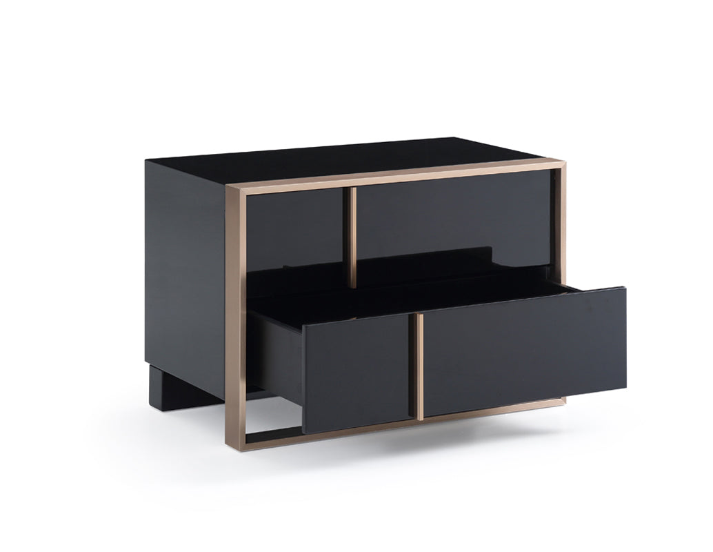 20" Black Wood Two Drawer Nightstand Homeroots