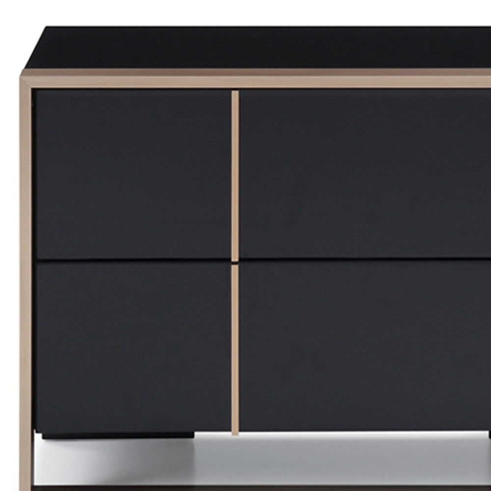 20" Black Wood Two Drawer Nightstand Homeroots