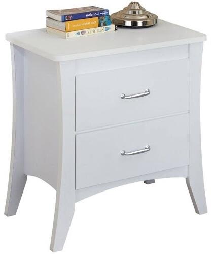 25" White Wood Two Drawer Nightstand Homeroots