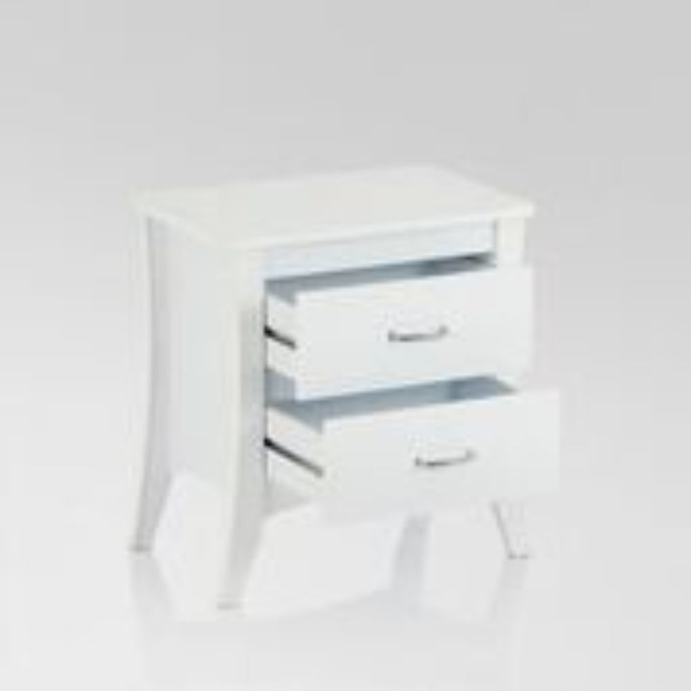 25" White Wood Two Drawer Nightstand Homeroots