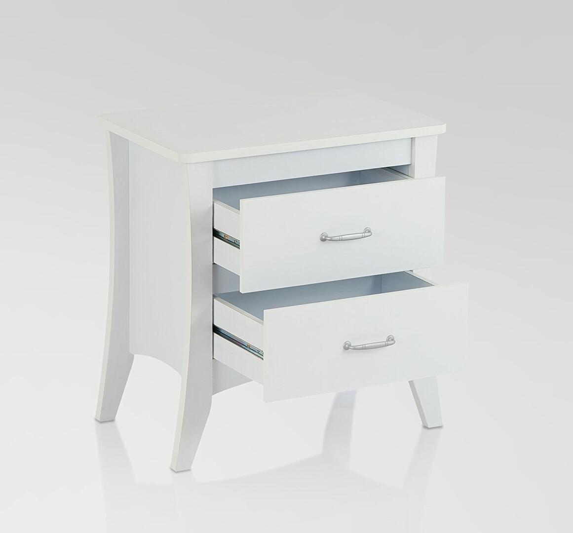25" White Wood Two Drawer Nightstand Homeroots