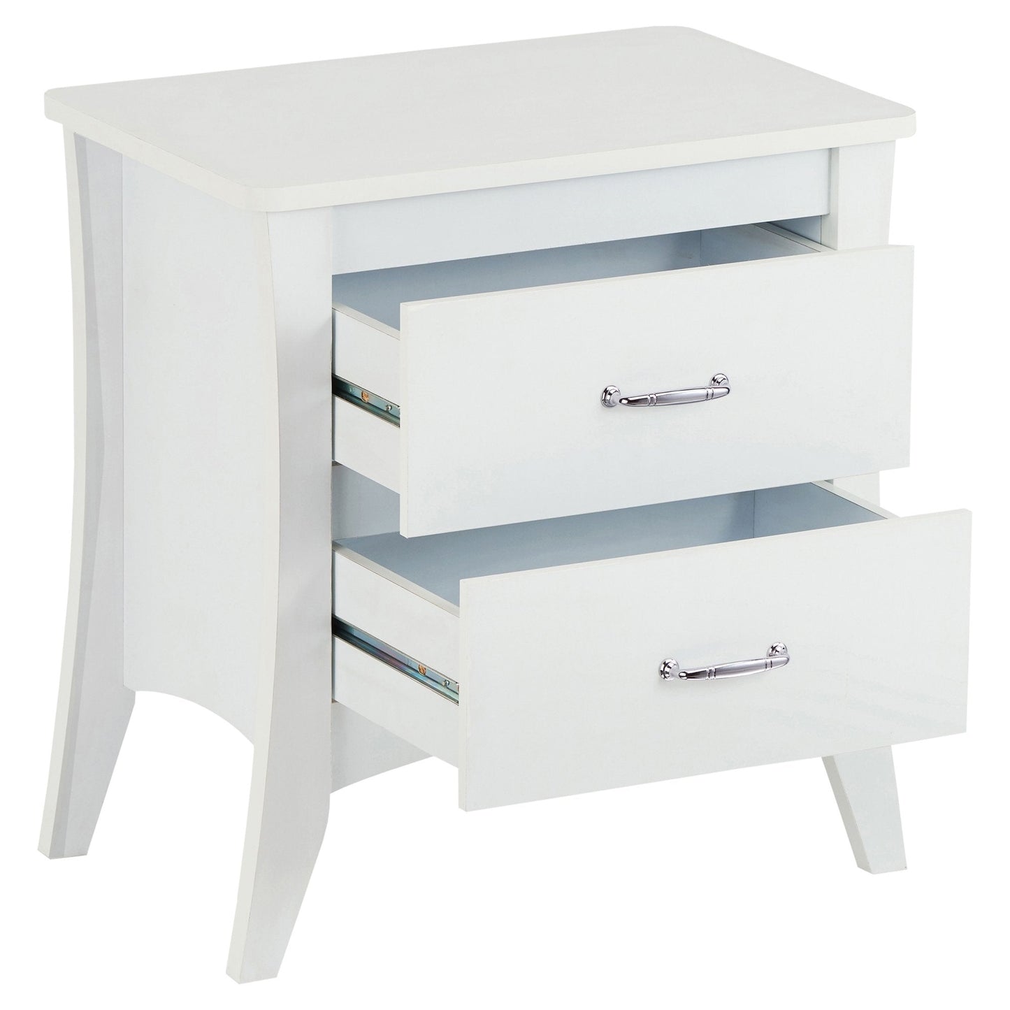 25" White Wood Two Drawer Nightstand Homeroots