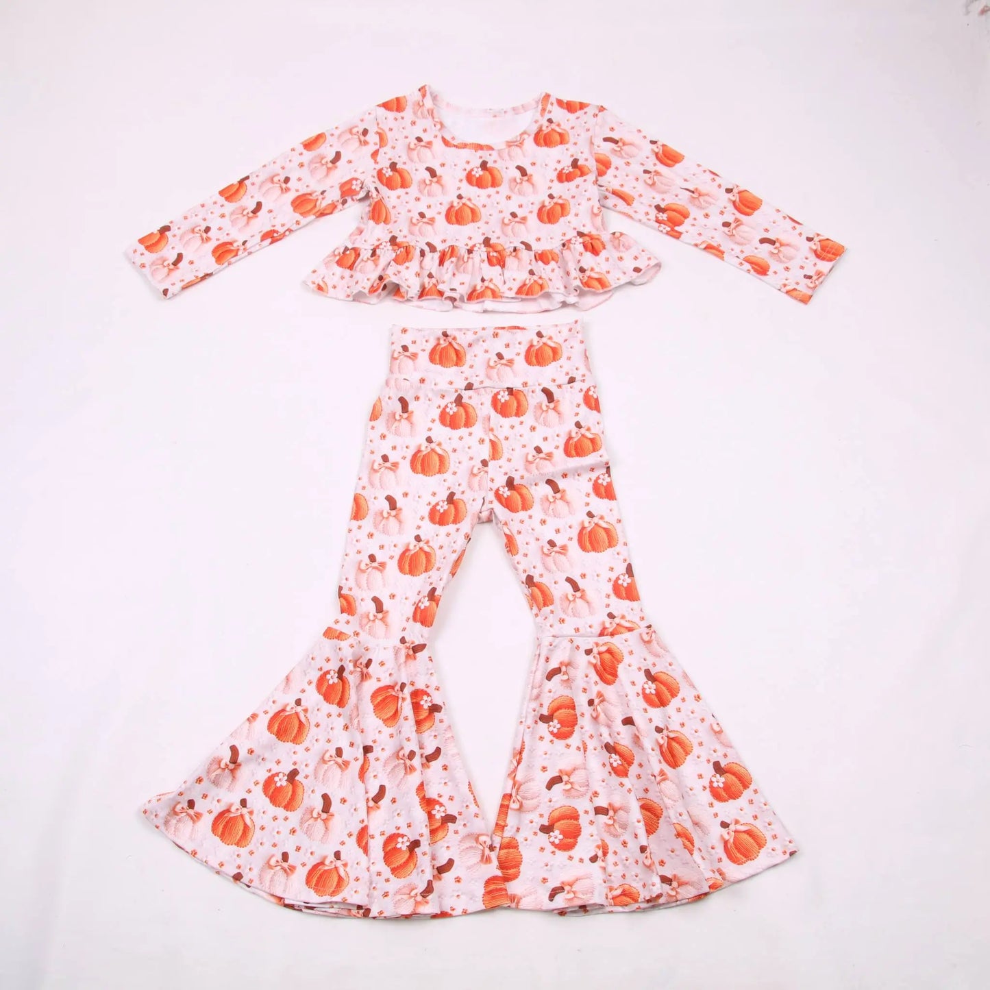 Pumpkin bow high waisted ruffle bell set - Get it from Bo
