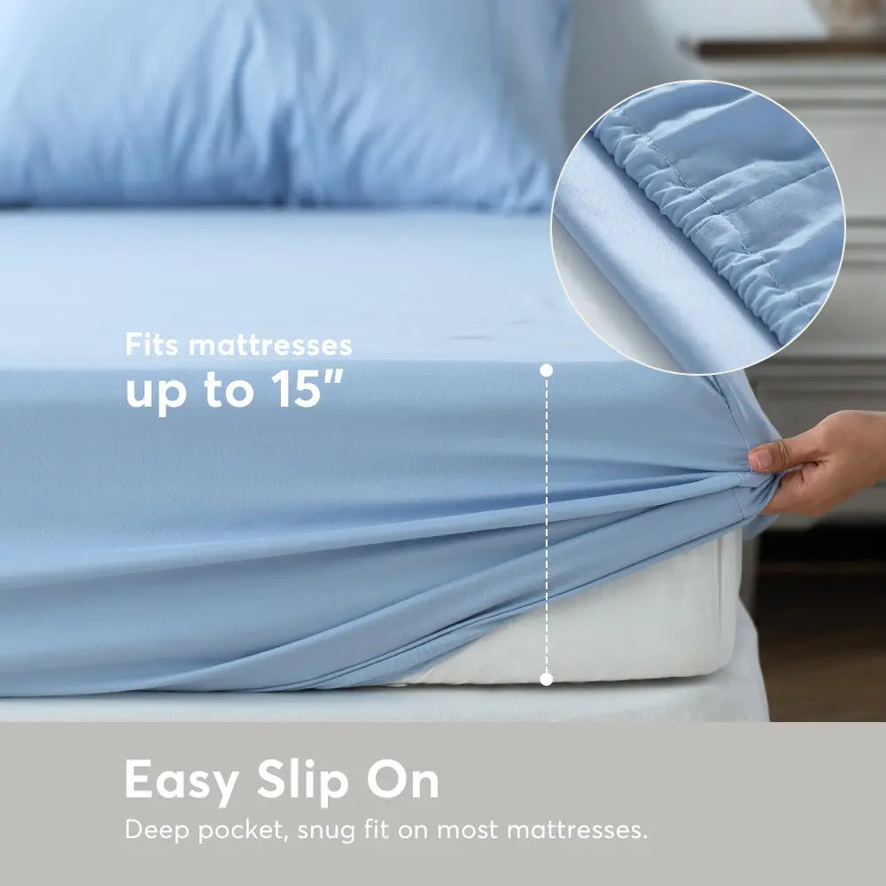 Kasentex All Season Deep Pocket Fitted Sheet Set with Pillowcases, Room Decor, Graduation Gifts Kasentex