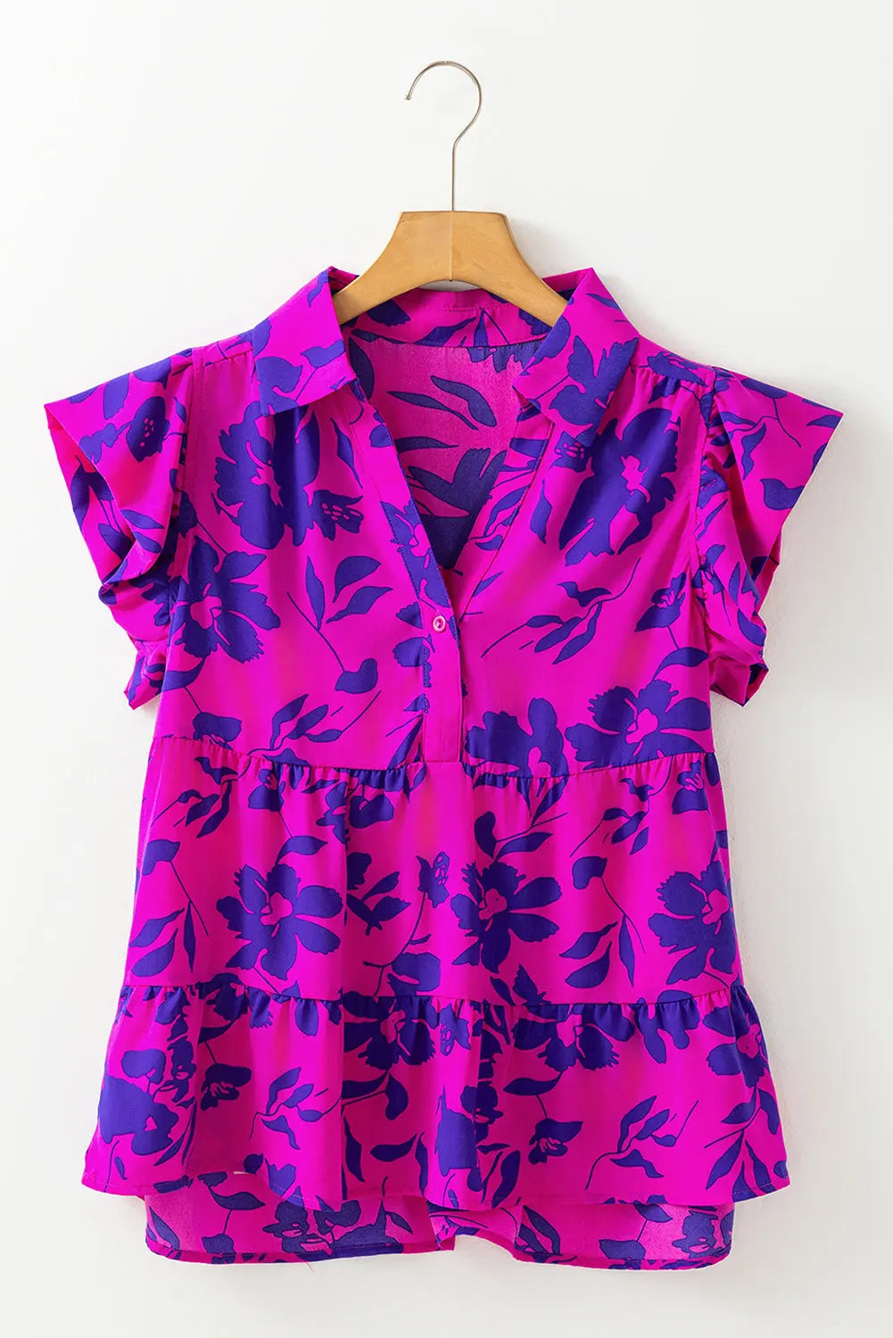 Karla Floral Collared Button Blouse Threaded Pear