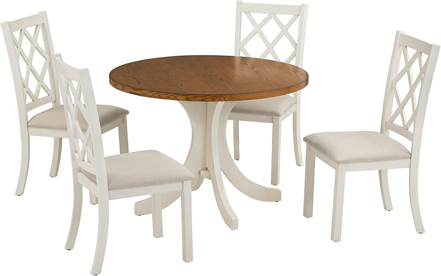 Dining Table Set for 4, Mid-Century Solid Wood 5-Piece round Dining Room Table Set ShipItFurniture