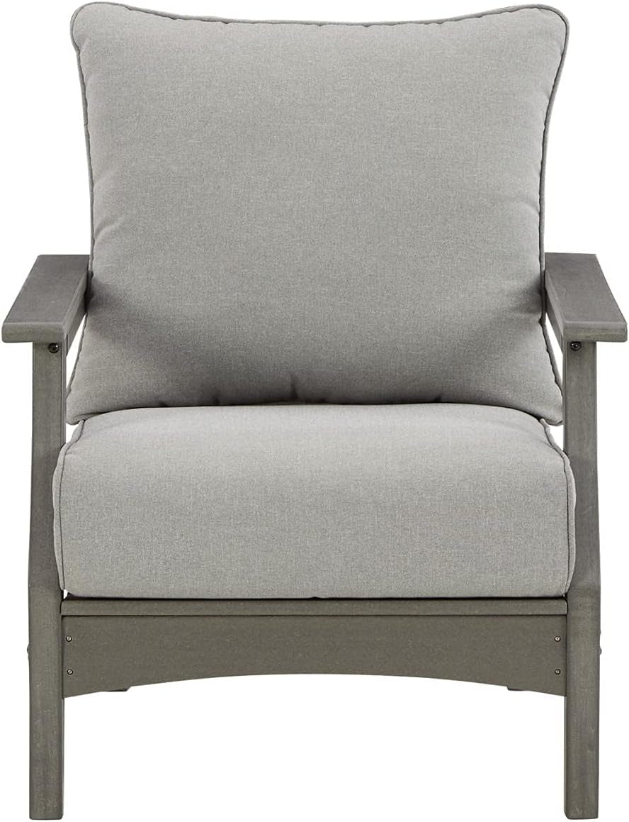 Cushioned Outdoor Lounge Chairs Set of Two Gray ShipItFurniture