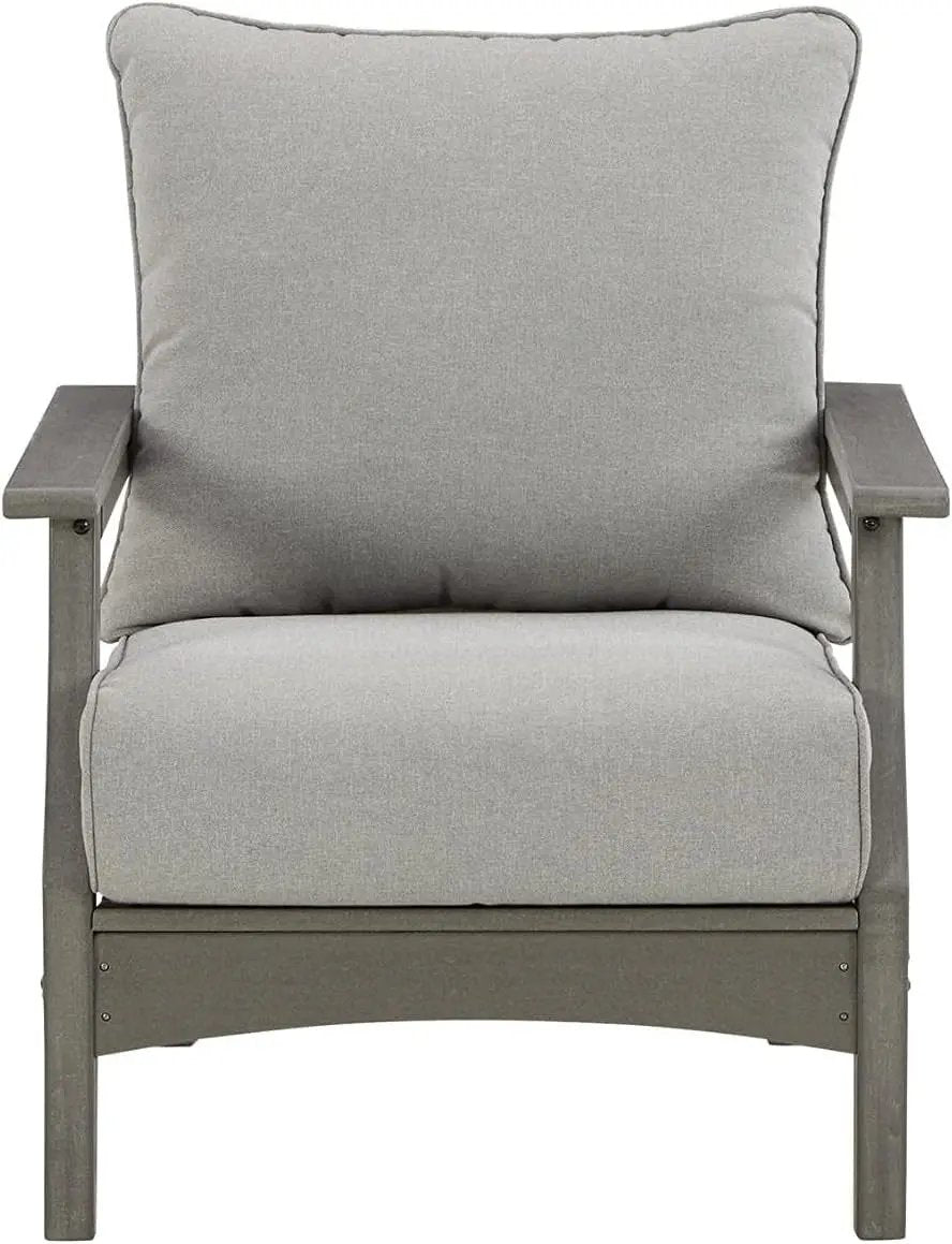 Cushioned Outdoor Lounge Chairs Set of Two Gray-4