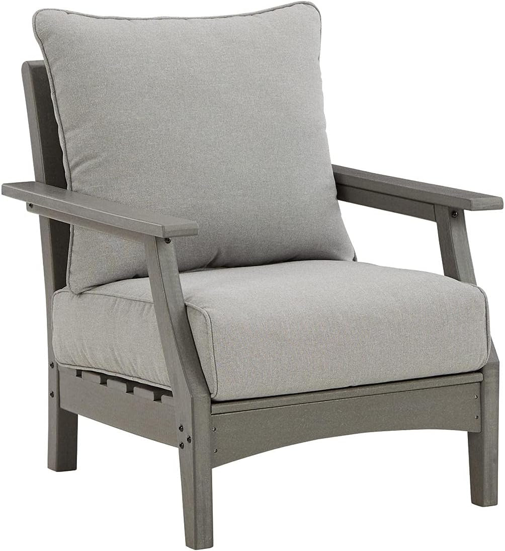 Cushioned Outdoor Lounge Chairs Set of Two Gray ShipItFurniture