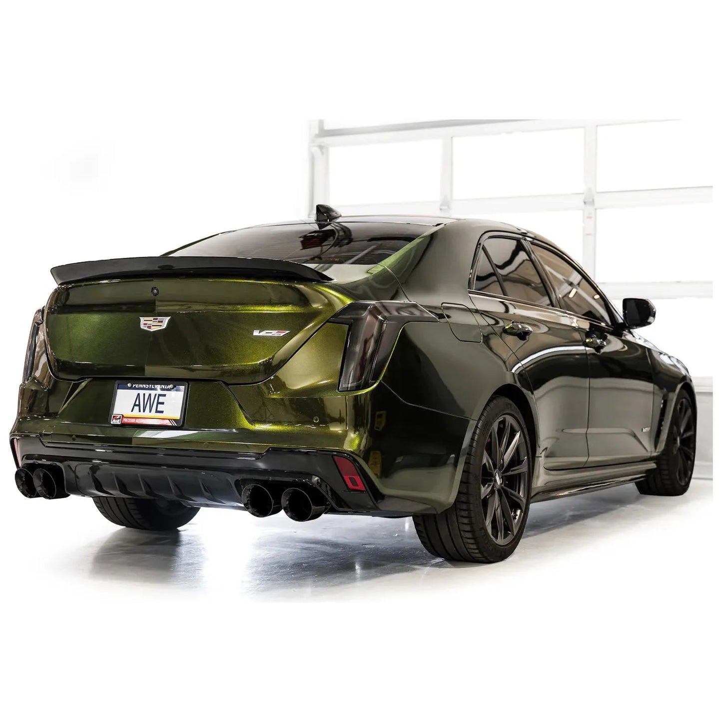 AWE Tuning 2021+ Cadillac CT4-V Blackwing SwitchPath Exhaust - Diamond Black Tips NP Motorsports