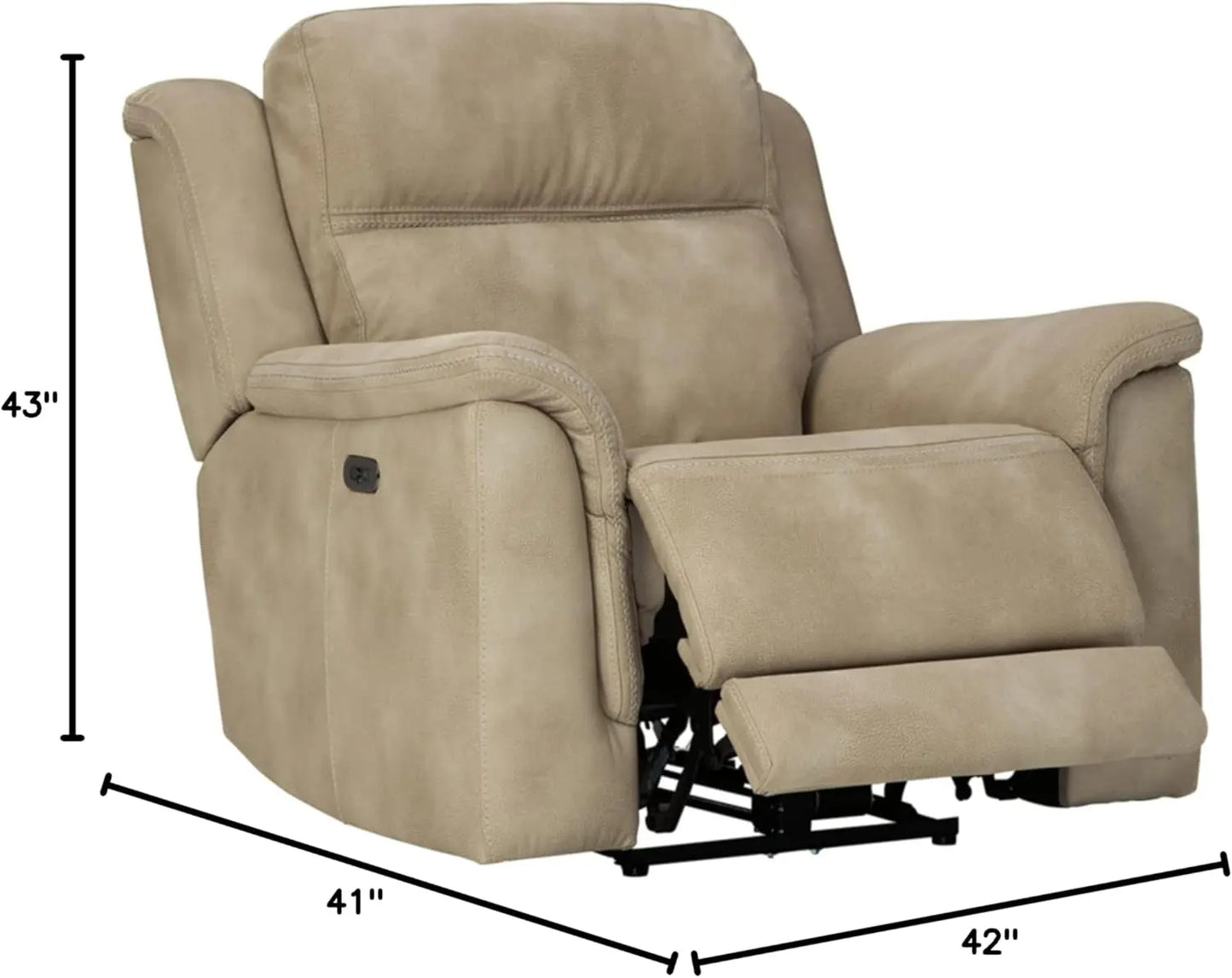 Durapella Power Recliner With Adjustable Headrest Beige ShipItFurniture