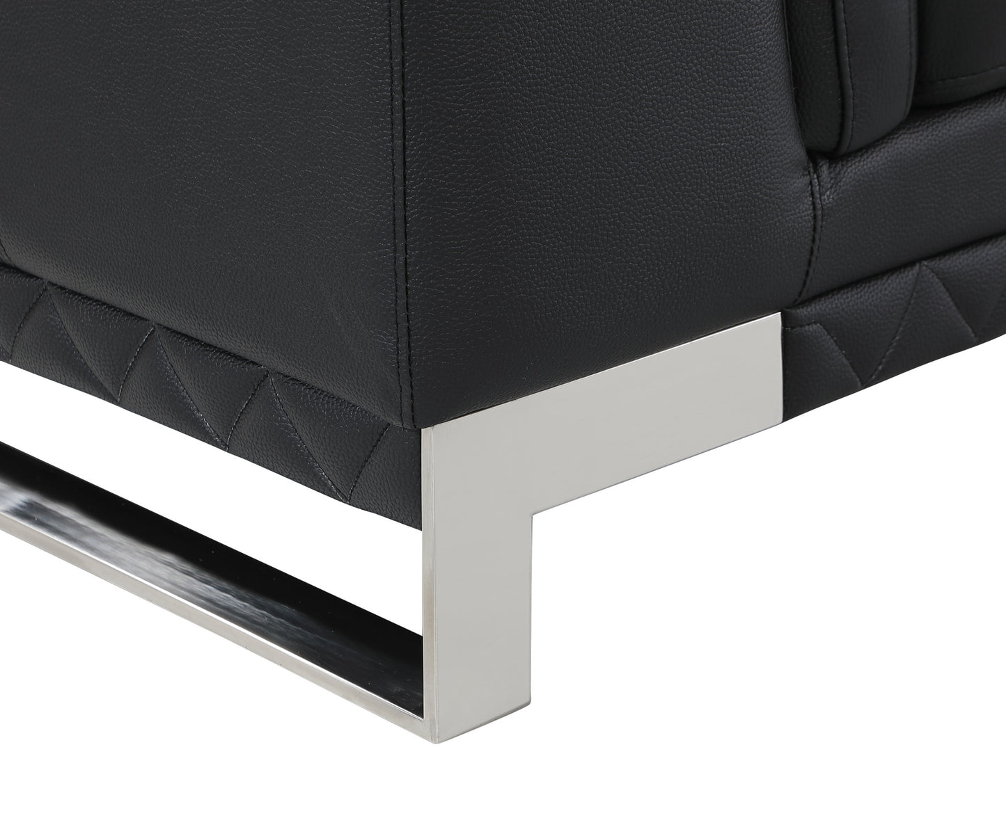 49" Black And Silver Genuine Leather Arm Chair