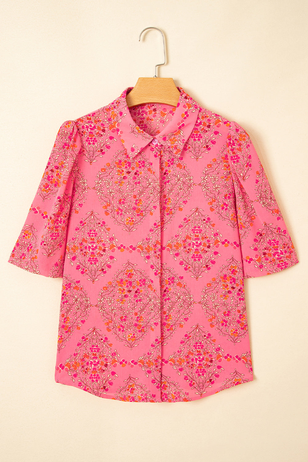 Josephine Floral Wide Short Sleeve Loose Top Threaded Pear