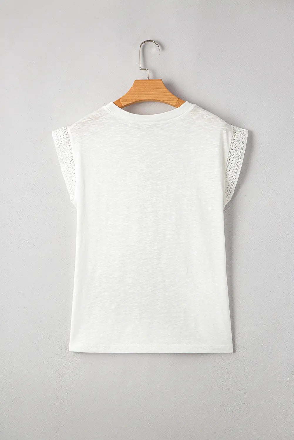 Ivy Lace Patchwork Cap Sleeve Round Neck Top Threaded Pear
