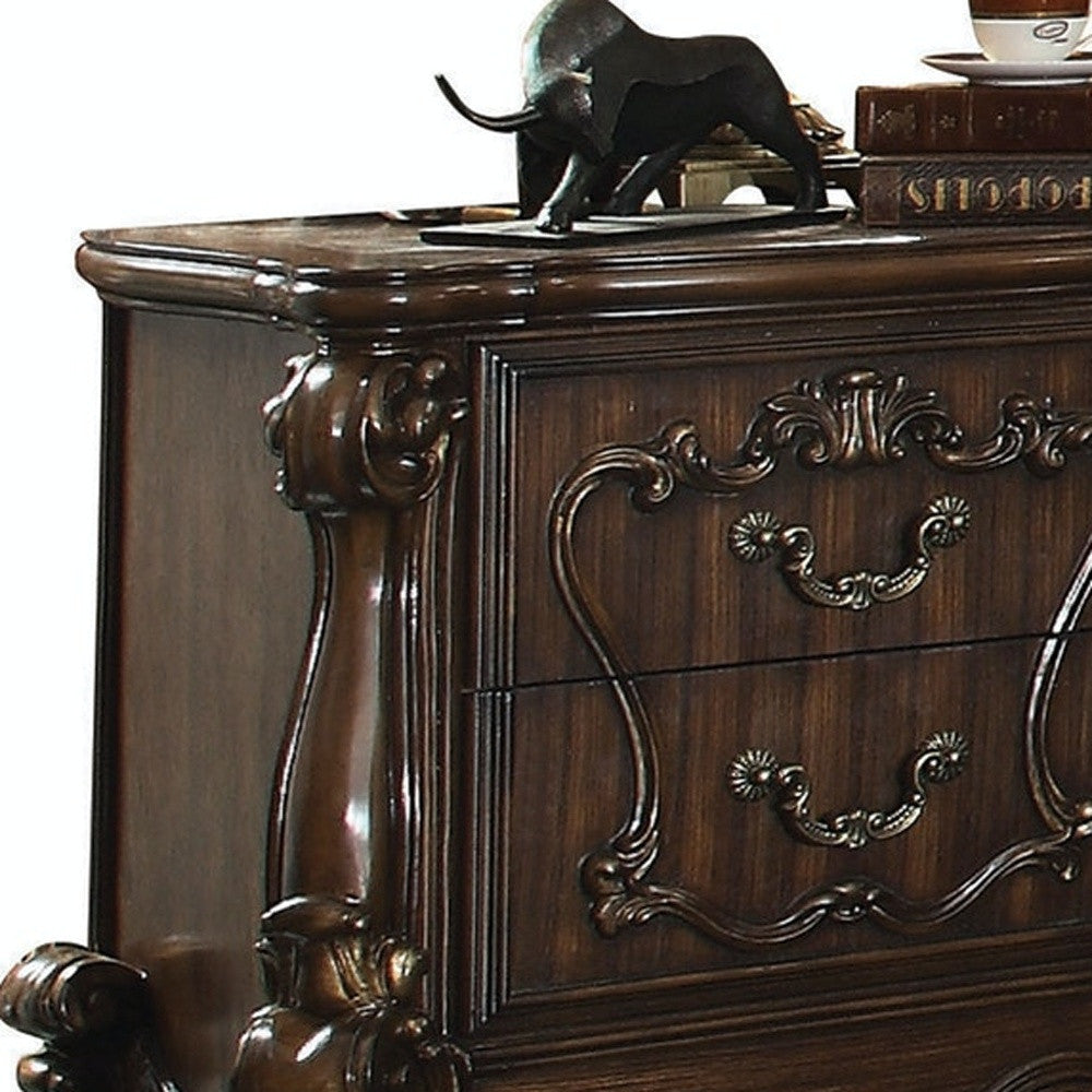 31" Brown Two Drawers Nightstand Homeroots